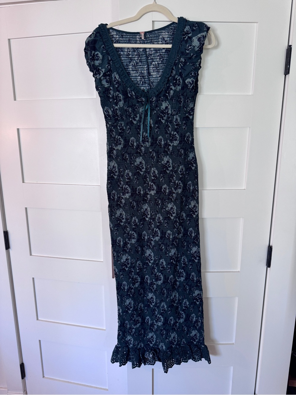 Free People dark green Floral Midi Dress